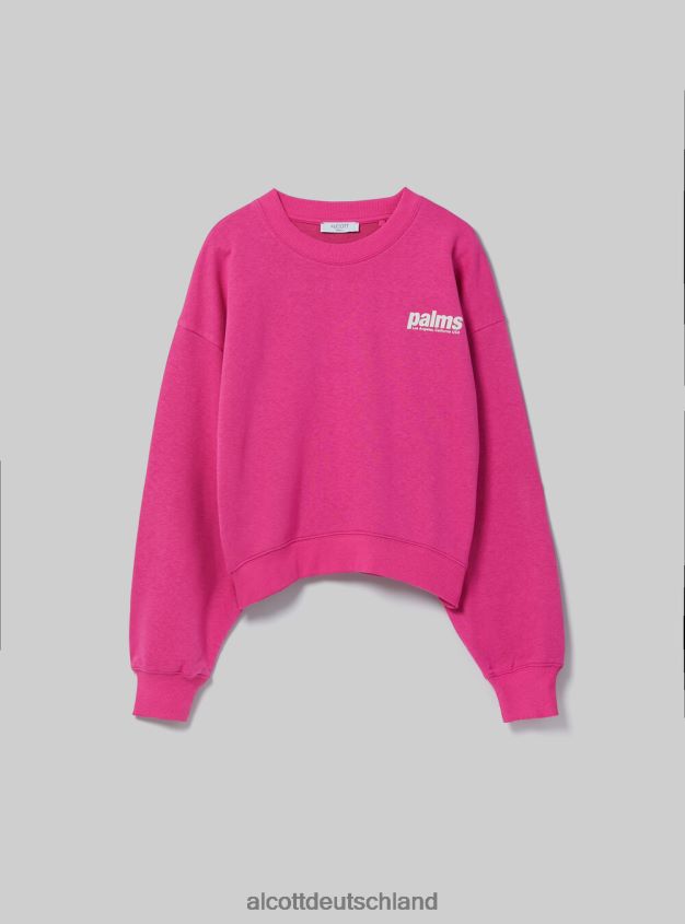 Kleidung de Alcott Frauen Kurzes Sweatshirt mit Schriftzug-Print bk1 schwarz 88J68R356