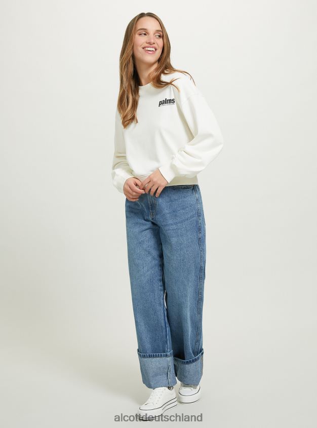 Kleidung de Alcott Frauen Kurzes Sweatshirt mit Schriftzug-Print bk1 schwarz 88J68R485