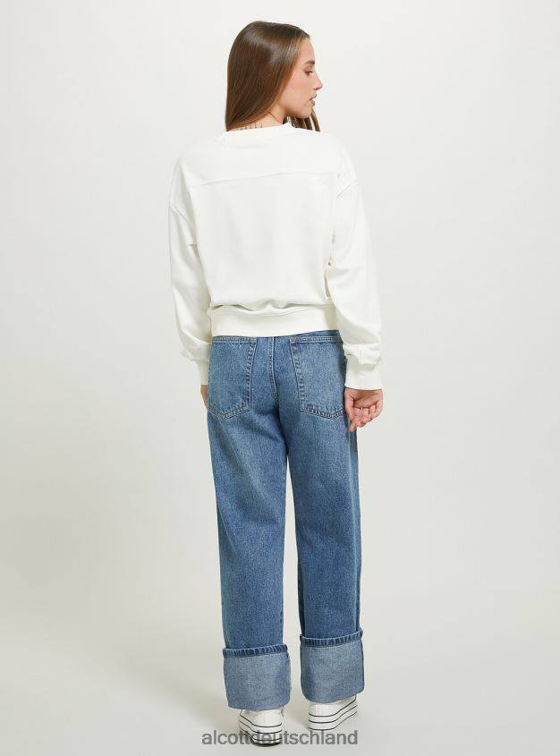 Kleidung de Alcott Frauen Kurzes Sweatshirt mit Schriftzug-Print bk1 schwarz 88J68R485