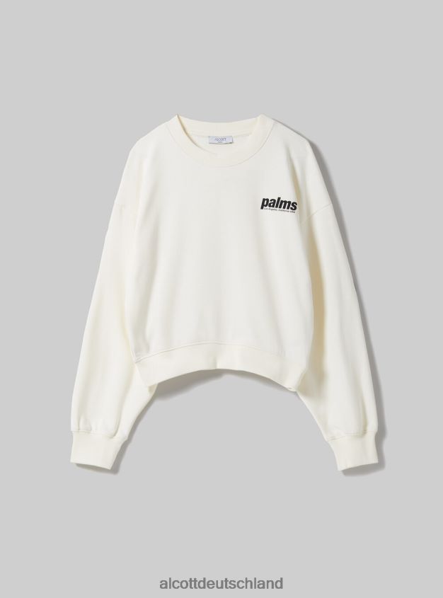 Kleidung de Alcott Frauen Kurzes Sweatshirt mit Schriftzug-Print bk1 schwarz 88J68R485