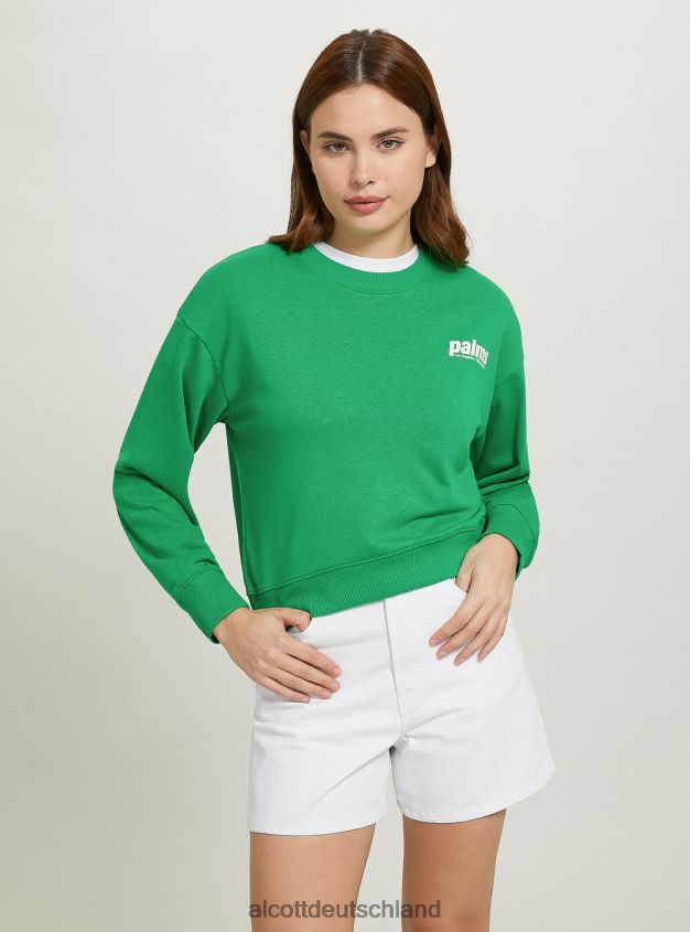 Kleidung de Alcott Frauen Kurzes Sweatshirt mit Schriftzug-Print bk1 schwarz 88J68R511