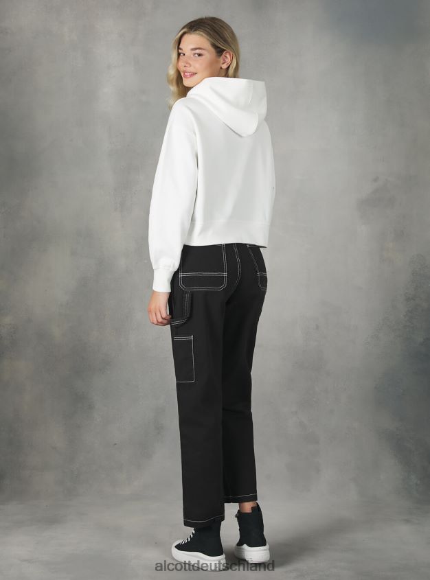 Kleidung de Alcott Frauen Kurzes Sweatshirt mit bequemer Kapuze bk1 schwarz 88J68R376