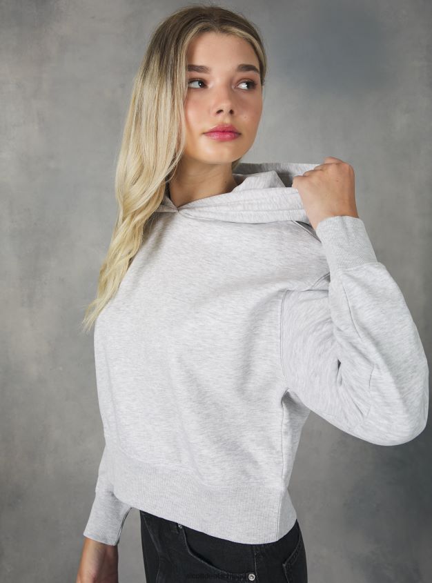Kleidung de Alcott Frauen Kurzes Sweatshirt mit bequemer Kapuze bk1 schwarz 88J68R420