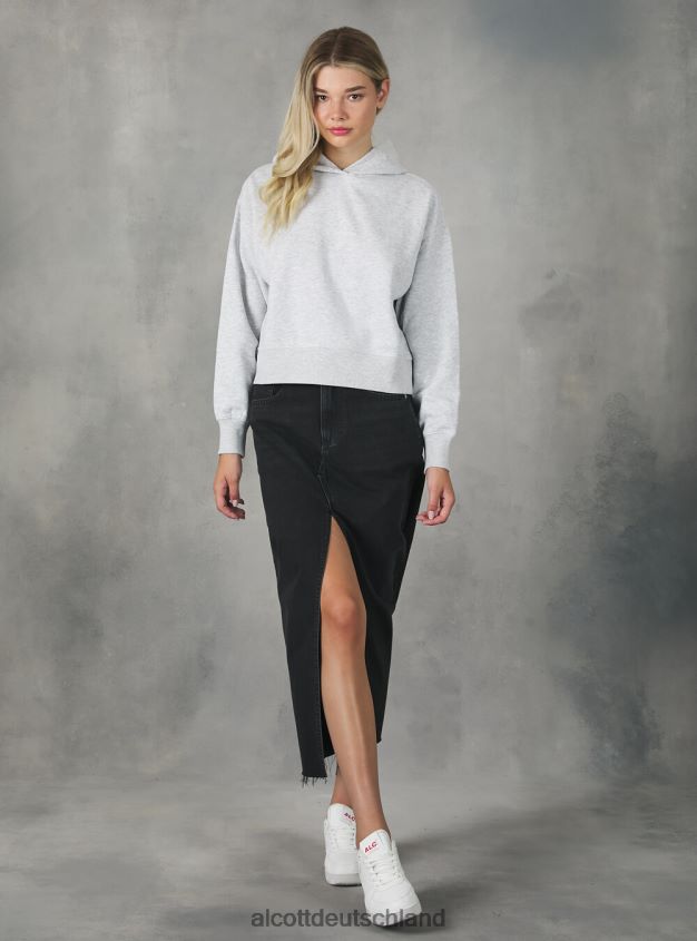 Kleidung de Alcott Frauen Kurzes Sweatshirt mit bequemer Kapuze bk1 schwarz 88J68R420