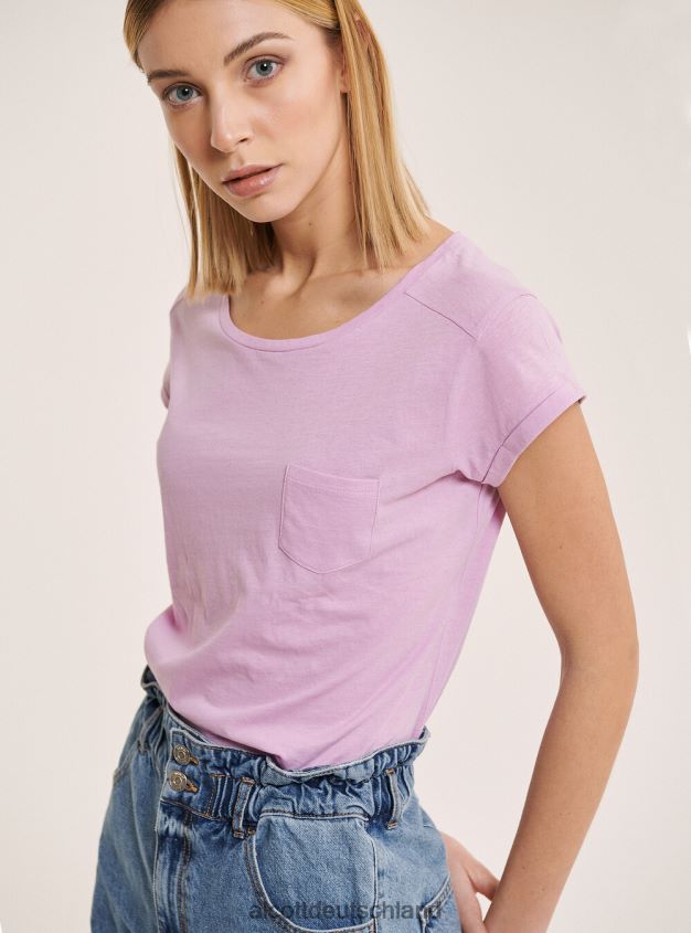 Kleidung de Alcott Frauen Basic-T-Shirt aus Baumwolle mit Brusttasche Weiß 88J68R130