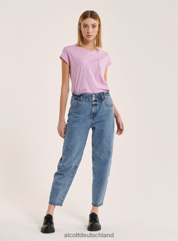 Kleidung de Alcott Frauen Basic-T-Shirt aus Baumwolle mit Brusttasche Weiß 88J68R130