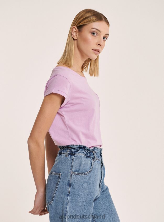 Kleidung de Alcott Frauen Basic-T-Shirt aus Baumwolle mit Brusttasche Weiß 88J68R130