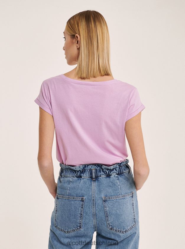 Kleidung de Alcott Frauen Basic-T-Shirt aus Baumwolle mit Brusttasche Weiß 88J68R130