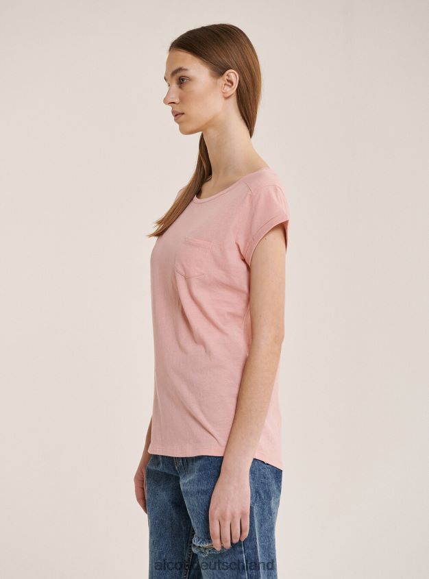 Kleidung de Alcott Frauen Basic-T-Shirt aus Baumwolle mit Brusttasche Weiß 88J68R169