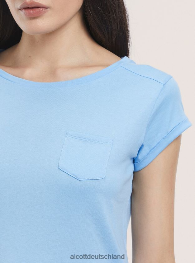 Kleidung de Alcott Frauen Basic-T-Shirt aus Baumwolle mit Brusttasche Weiß 88J68R171