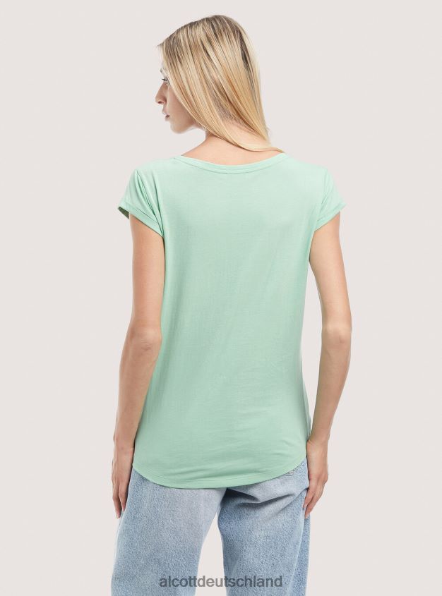 Kleidung de Alcott Frauen Basic-T-Shirt aus Baumwolle mit Brusttasche Weiß 88J68R210