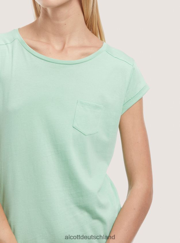 Kleidung de Alcott Frauen Basic-T-Shirt aus Baumwolle mit Brusttasche Weiß 88J68R210