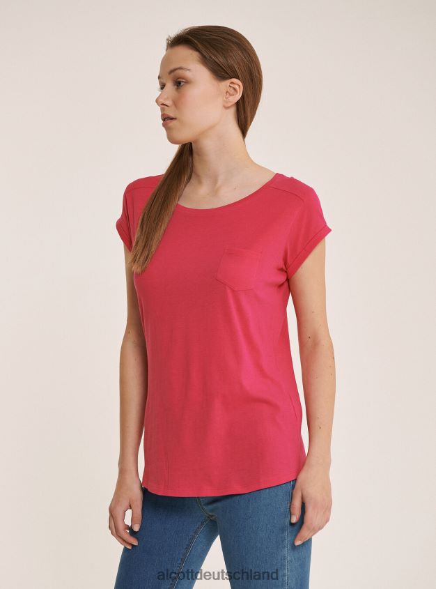 Kleidung de Alcott Frauen Basic-T-Shirt aus Baumwolle mit Brusttasche Weiß 88J68R212