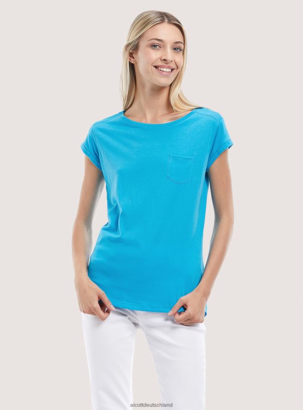 Kleidung de Alcott Frauen Basic-T-Shirt aus Baumwolle mit Brusttasche Weiß 88J68R343