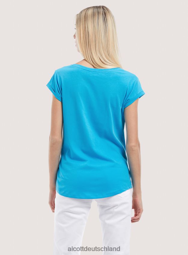 Kleidung de Alcott Frauen Basic-T-Shirt aus Baumwolle mit Brusttasche Weiß 88J68R343
