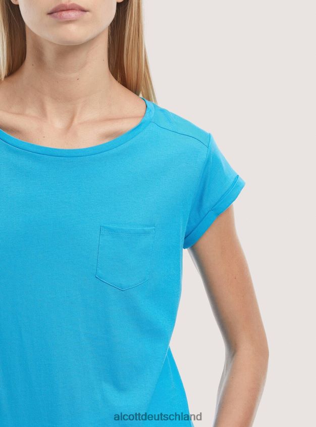 Kleidung de Alcott Frauen Basic-T-Shirt aus Baumwolle mit Brusttasche Weiß 88J68R343