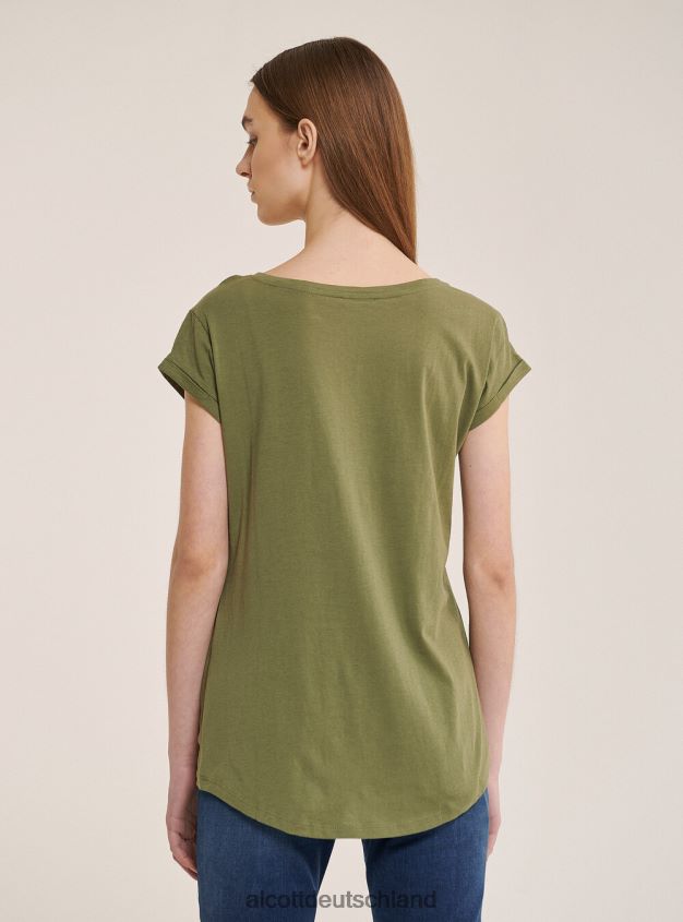 Kleidung de Alcott Frauen Basic-T-Shirt aus Baumwolle mit Brusttasche Weiß 88J68R375
