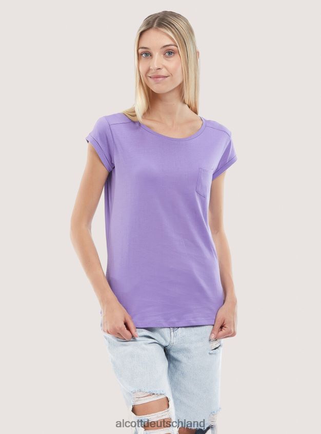 Kleidung de Alcott Frauen Basic-T-Shirt aus Baumwolle mit Brusttasche Weiß 88J68R442