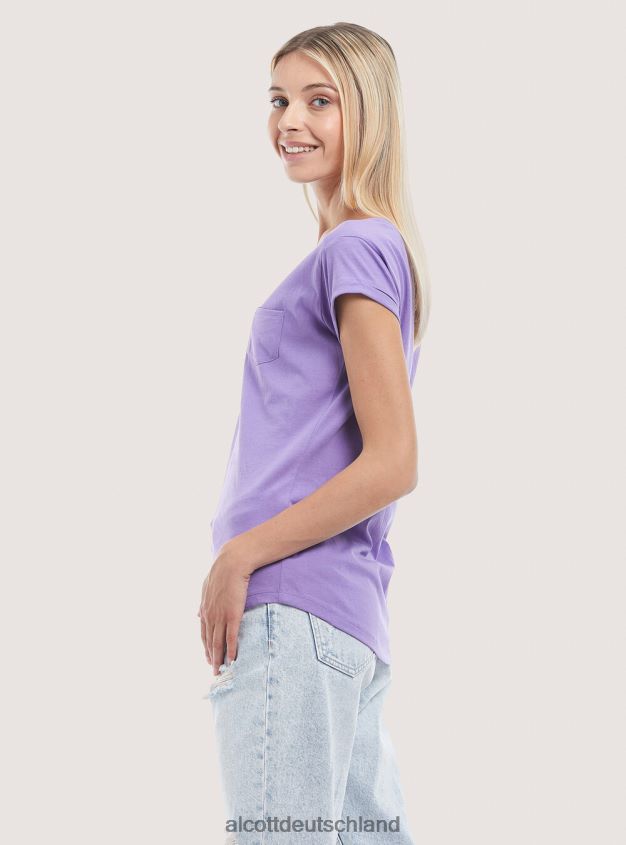 Kleidung de Alcott Frauen Basic-T-Shirt aus Baumwolle mit Brusttasche Weiß 88J68R442