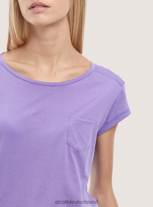 Kleidung de Alcott Frauen Basic-T-Shirt aus Baumwolle mit Brusttasche Weiß 88J68R442