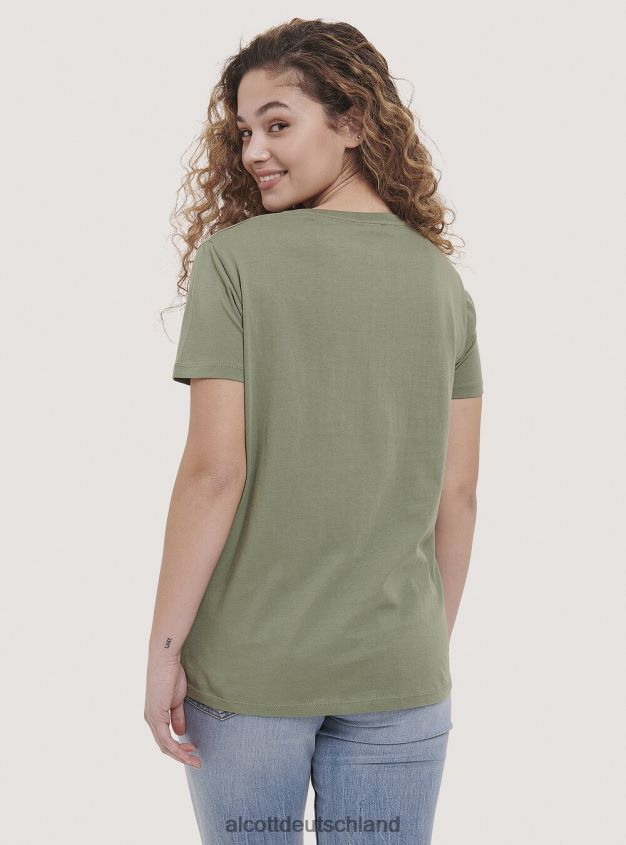 Kleidung de Alcott Frauen Baumwoll-T-Shirt mit Aufdruck Schwarz 88J68R299