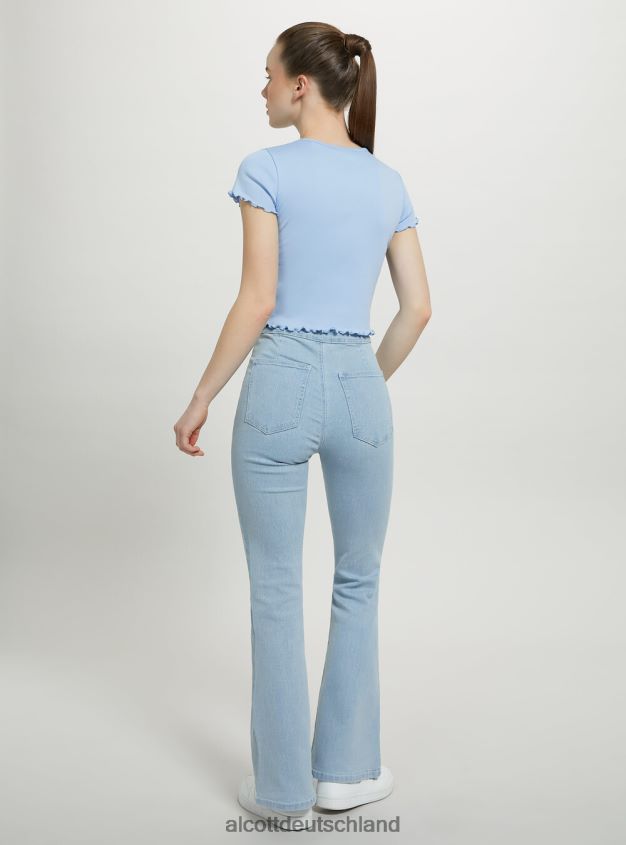 Kleidung de Alcott Frauen Baumwoll-T-Shirt mit Stickerei Weiß 88J68R78