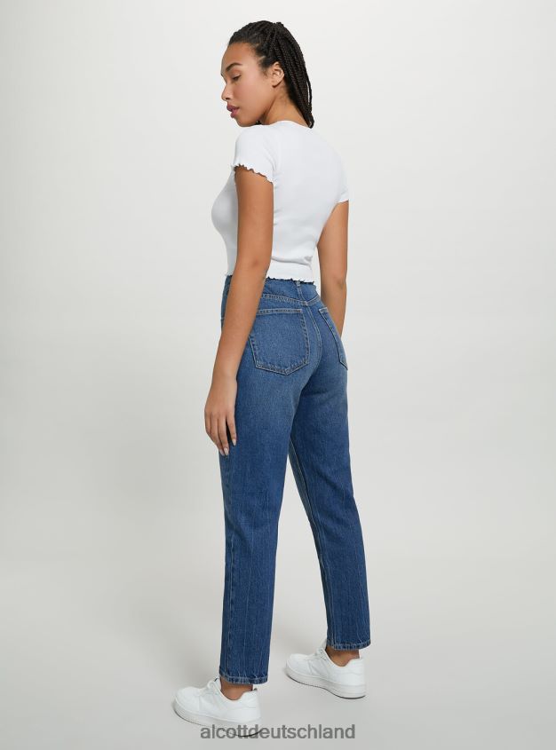 Kleidung de Alcott Frauen Baumwoll-T-Shirt mit Stickerei Weiß 88J68R79