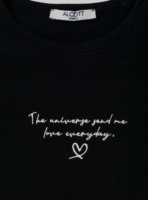 Kleidung de Alcott Frauen Baumwoll-T-Shirt mit Stickerei Weiß 88J68R81