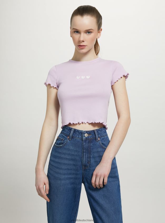 Kleidung de Alcott Frauen Baumwoll-T-Shirt mit Stickerei Weiß 88J68R95