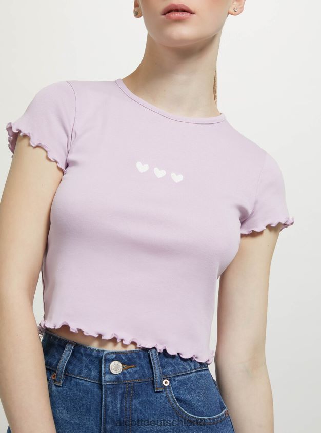 Kleidung de Alcott Frauen Baumwoll-T-Shirt mit Stickerei Weiß 88J68R95