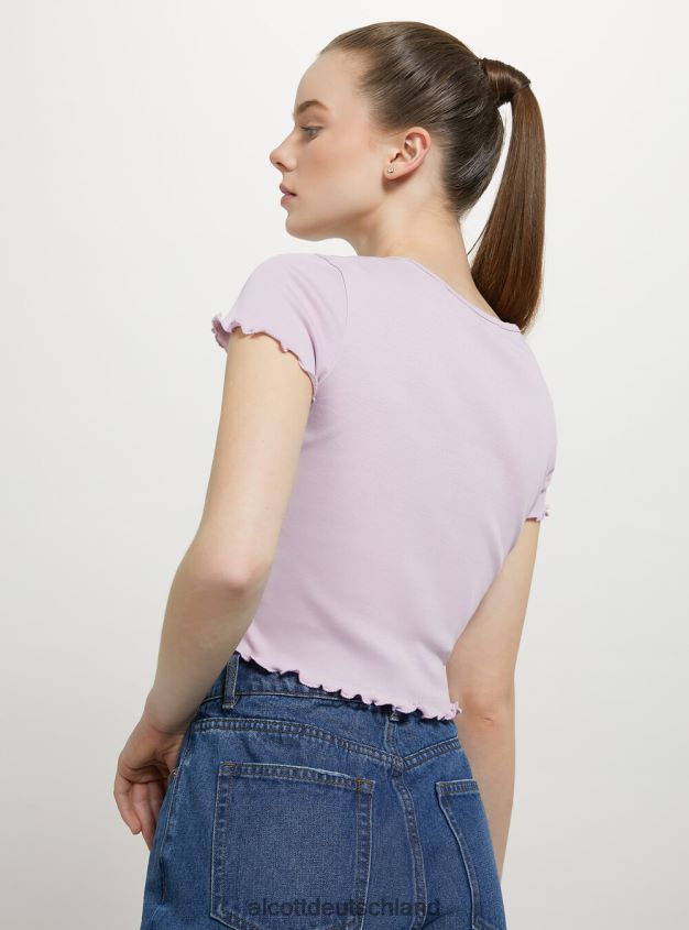 Kleidung de Alcott Frauen Baumwoll-T-Shirt mit Stickerei Weiß 88J68R95