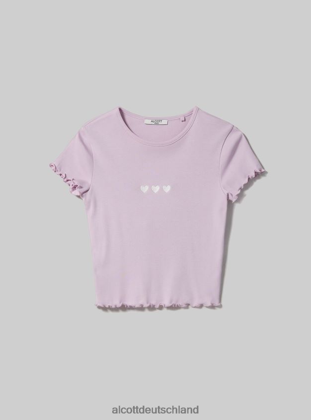 Kleidung de Alcott Frauen Baumwoll-T-Shirt mit Stickerei Weiß 88J68R95