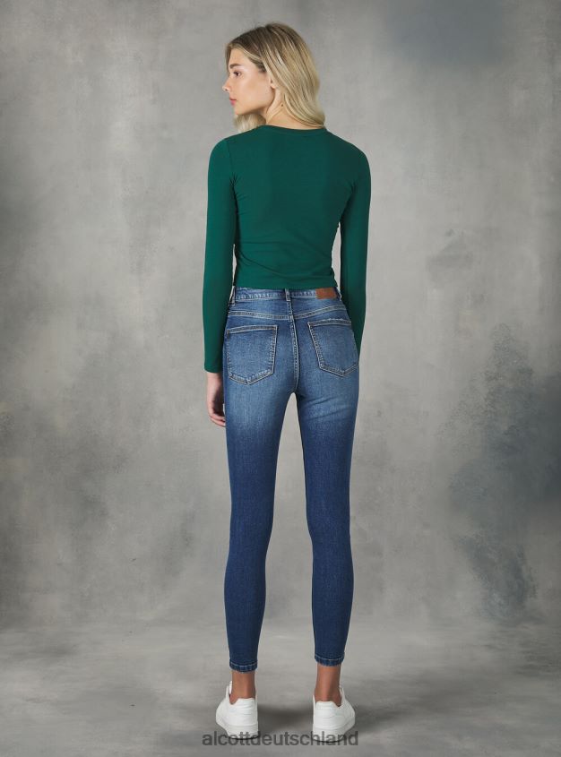 Kleidung de Alcott Frauen Kurz geschnittenes Langarm-T-Shirt bk1 schwarz 88J68R297