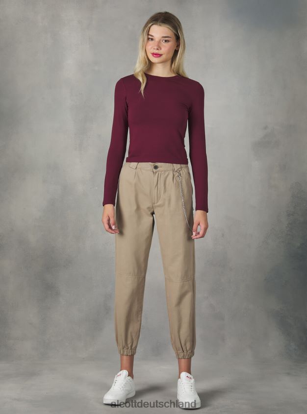 Kleidung de Alcott Frauen Kurz geschnittenes Langarm-T-Shirt bk1 schwarz 88J68R354