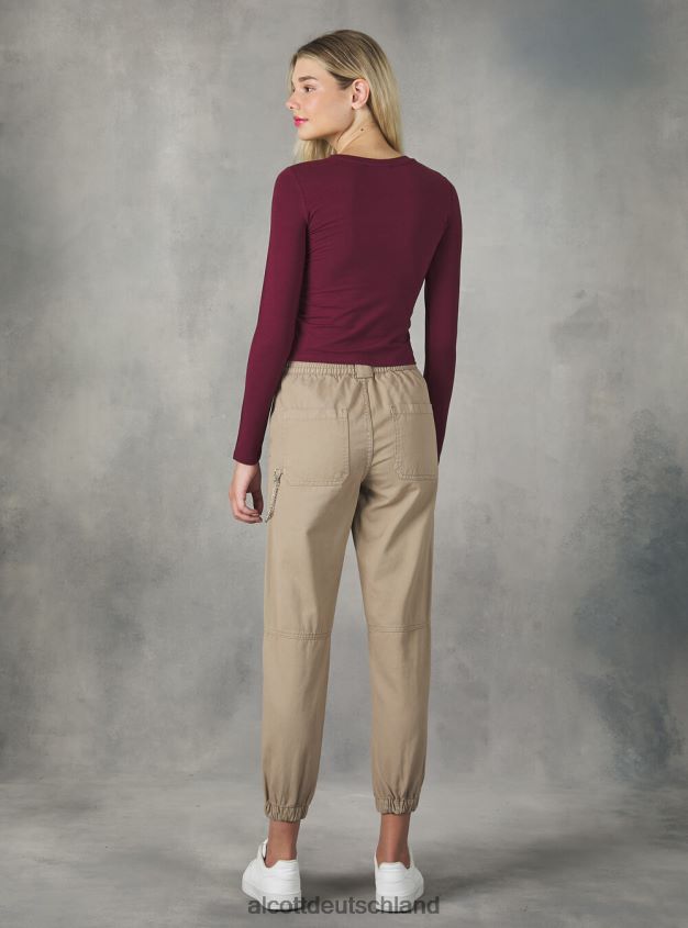 Kleidung de Alcott Frauen Kurz geschnittenes Langarm-T-Shirt bk1 schwarz 88J68R354