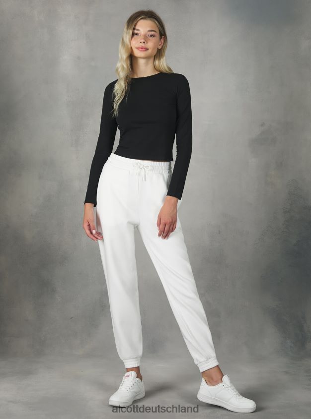 Kleidung de Alcott Frauen Kurz geschnittenes Langarm-T-Shirt bk1 schwarz 88J68R400