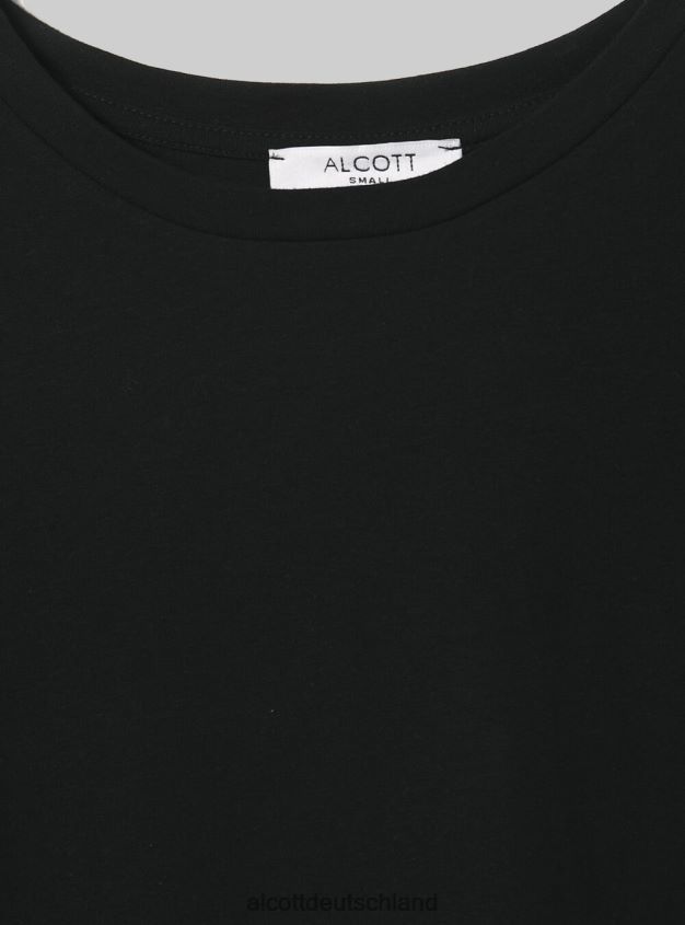 Kleidung de Alcott Frauen Kurz geschnittenes Langarm-T-Shirt bk1 schwarz 88J68R400