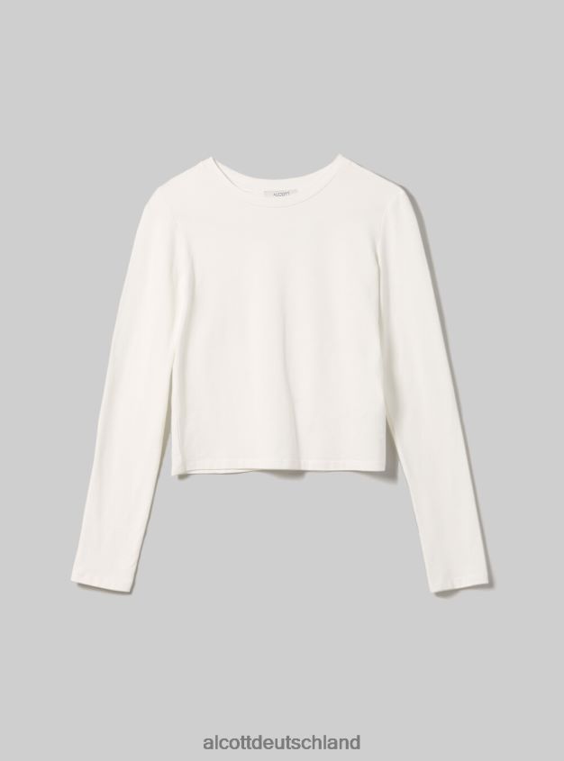 Kleidung de Alcott Frauen Kurz geschnittenes Langarm-T-Shirt bk1 schwarz 88J68R475