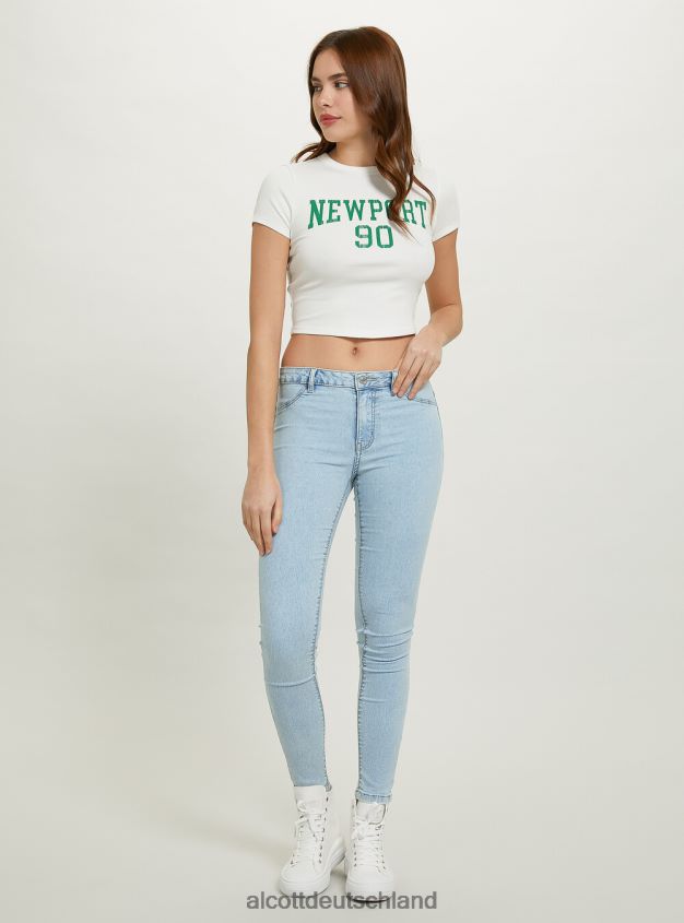 Kleidung de Alcott Frauen Kurzes T-Shirt mit College-Print wh2 weiß 88J68R342