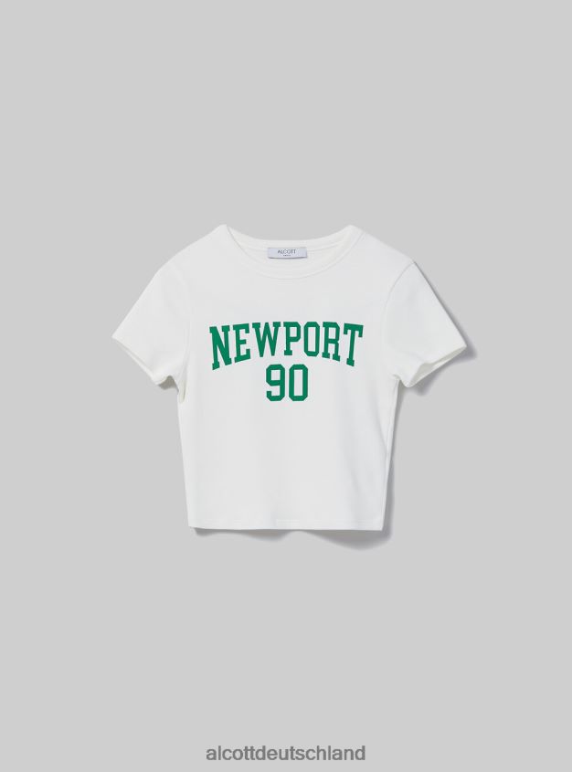 Kleidung de Alcott Frauen Kurzes T-Shirt mit College-Print wh2 weiß 88J68R342