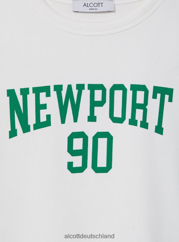 Kleidung de Alcott Frauen Kurzes T-Shirt mit College-Print wh2 weiß 88J68R342