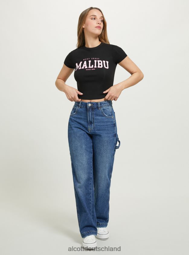 Kleidung de Alcott Frauen Kurzes T-Shirt mit College-Print wh2 weiß 88J68R372