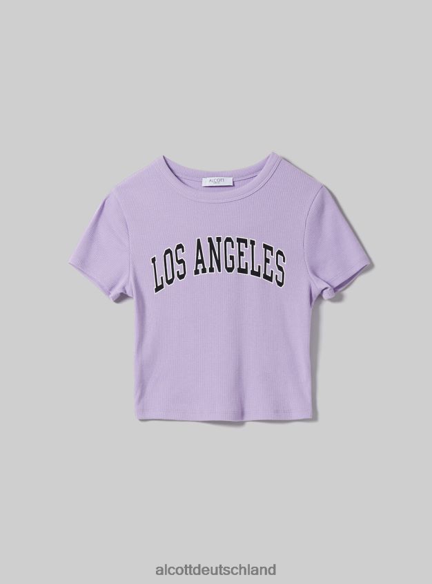 Kleidung de Alcott Frauen Kurzes T-Shirt mit College-Print wh2 weiß 88J68R410