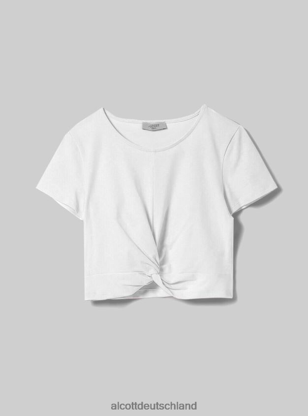 Kleidung de Alcott Frauen Kurzes T-Shirt mit Knoten wh2 weiß 88J68R127