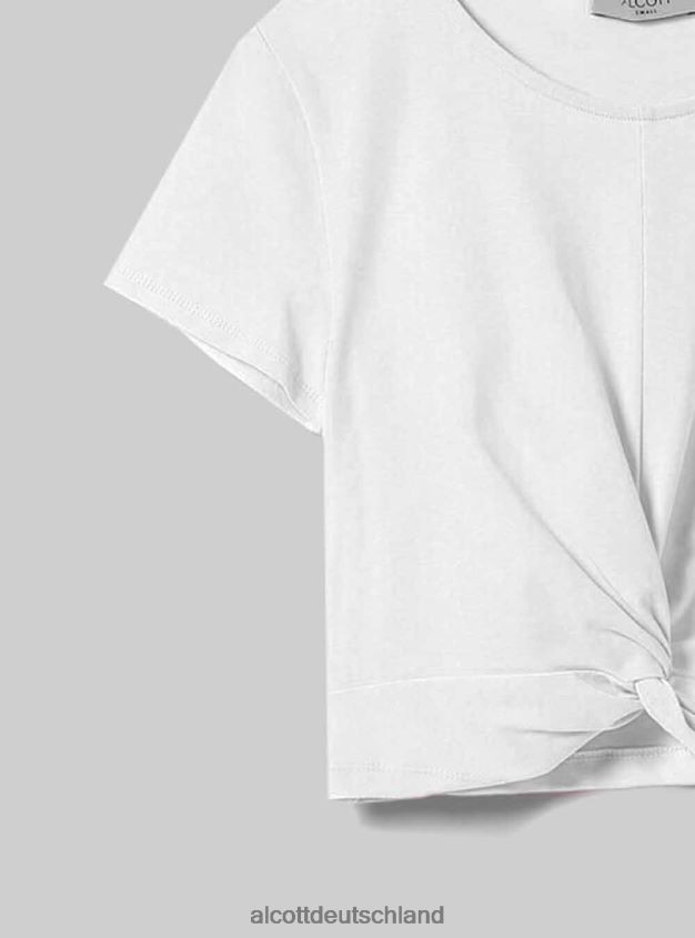 Kleidung de Alcott Frauen Kurzes T-Shirt mit Knoten wh2 weiß 88J68R127