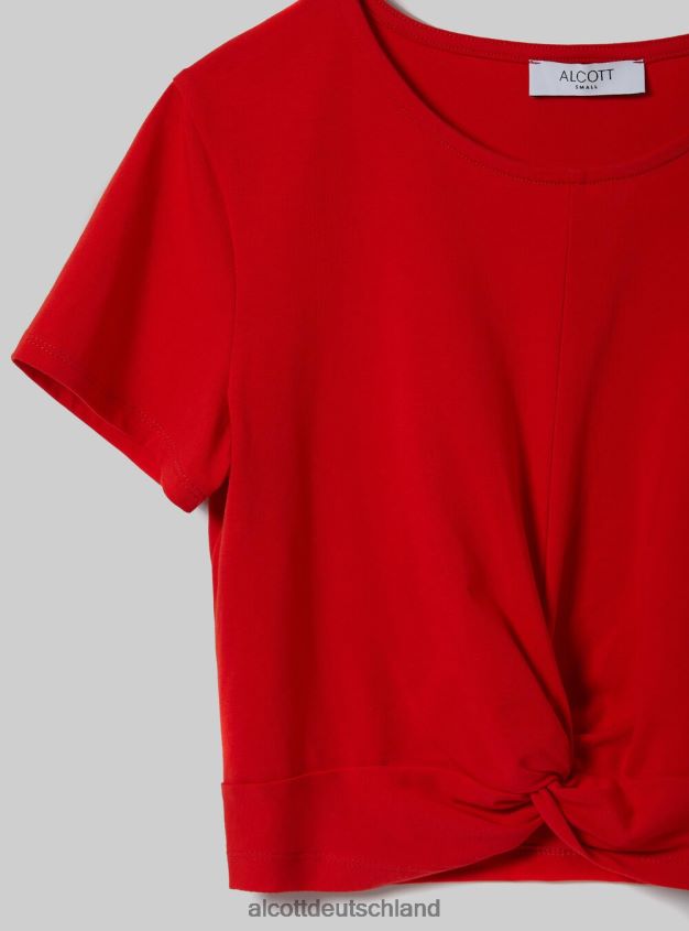 Kleidung de Alcott Frauen Kurzes T-Shirt mit Knoten wh2 weiß 88J68R347