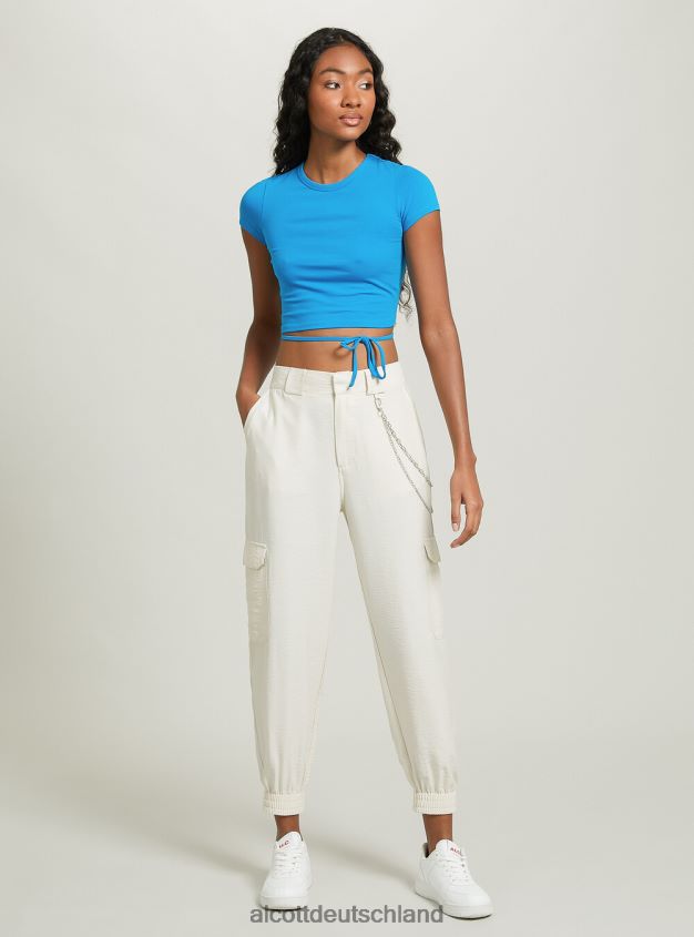 Kleidung de Alcott Frauen Kurzes T-Shirt mit Schnürung oder3 orangefarbenes Licht 88J68R521