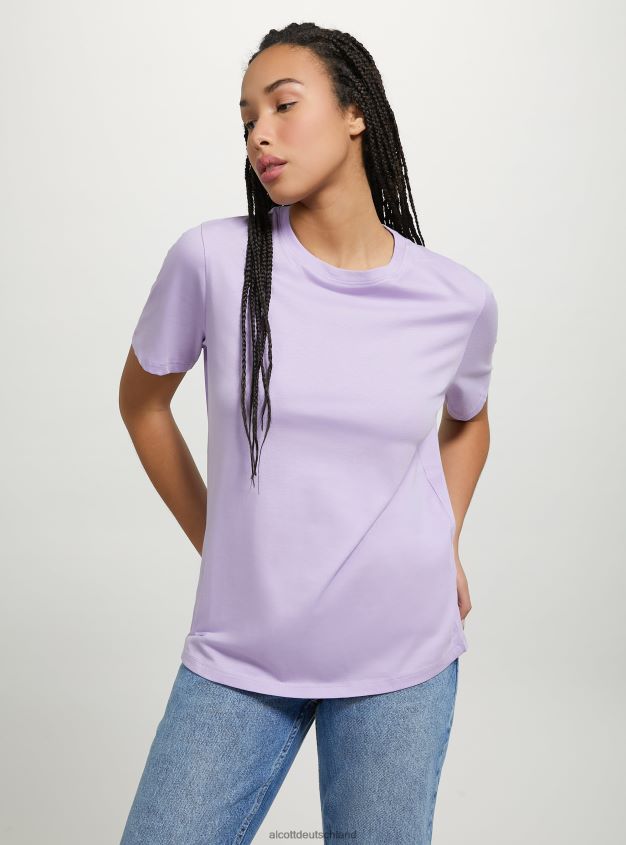 Kleidung de Alcott Frauen T-Shirt aus Baumwolle mit Rundhalsausschnitt wh3 weiß 88J68R149