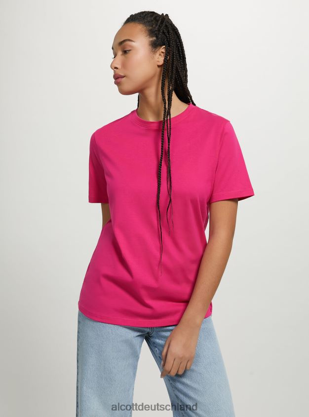 Kleidung de Alcott Frauen T-Shirt aus Baumwolle mit Rundhalsausschnitt wh3 weiß 88J68R183