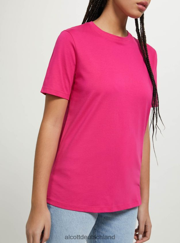 Kleidung de Alcott Frauen T-Shirt aus Baumwolle mit Rundhalsausschnitt wh3 weiß 88J68R183